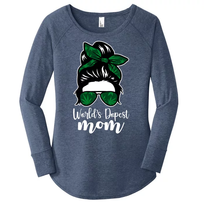 World's Dopest Mom Weed Hair Bun Women's Perfect Tri Tunic Long Sleeve Shirt