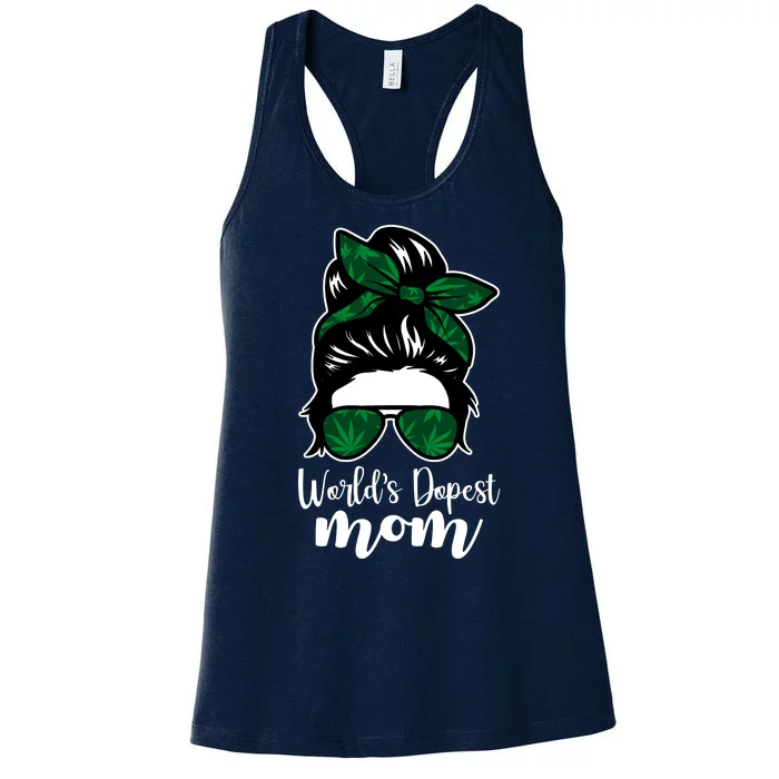 World's Dopest Mom Weed Hair Bun Women's Racerback Tank