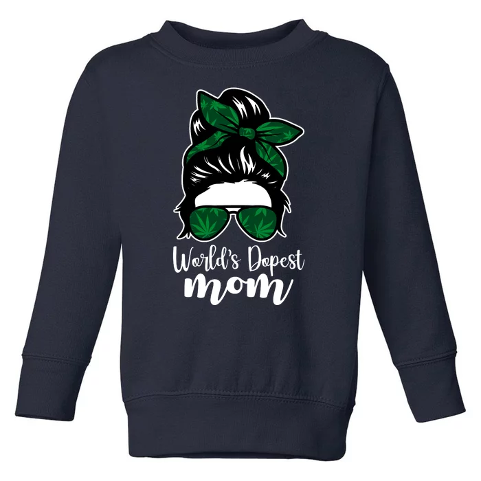 World's Dopest Mom Weed Hair Bun Toddler Sweatshirt