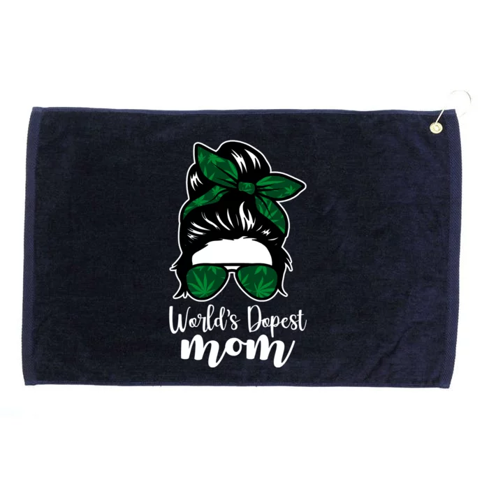 World's Dopest Mom Weed Hair Bun Grommeted Golf Towel