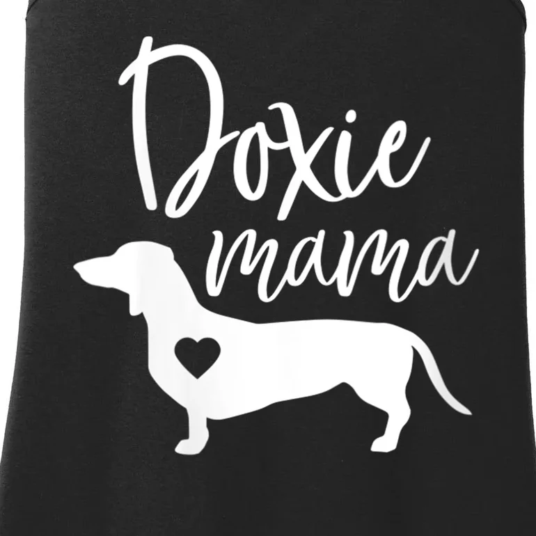 Womens Doxie Mama Dachshund Mom Funny Wiener Dog Gift VNeck Ladies Essential Tank