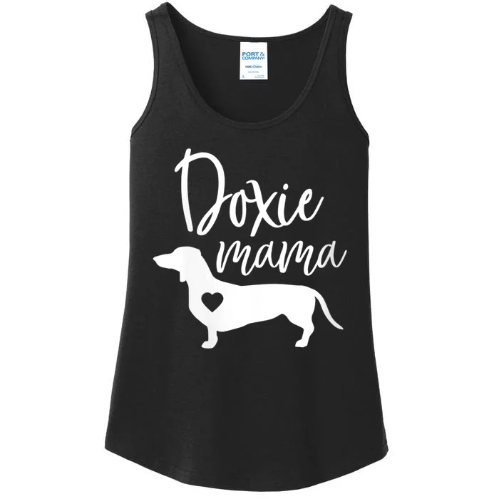 Womens Doxie Mama Dachshund Mom Funny Wiener Dog Gift VNeck Ladies Essential Tank