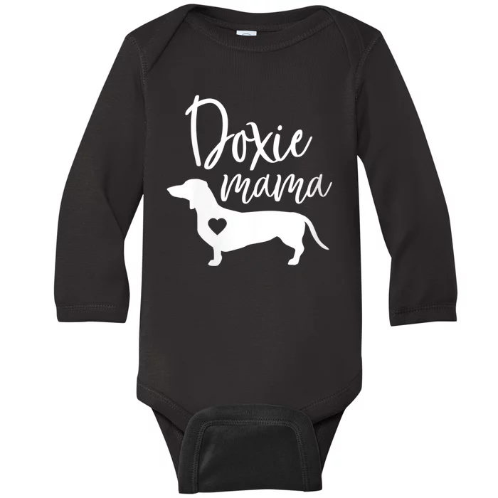 Womens Doxie Mama Dachshund Mom Funny Wiener Dog Gift VNeck Baby Long Sleeve Bodysuit