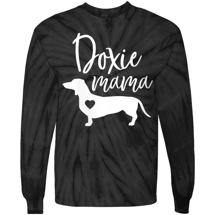 Womens Doxie Mama Dachshund Mom Funny Wiener Dog Gift VNeck Tie-Dye Long Sleeve Shirt