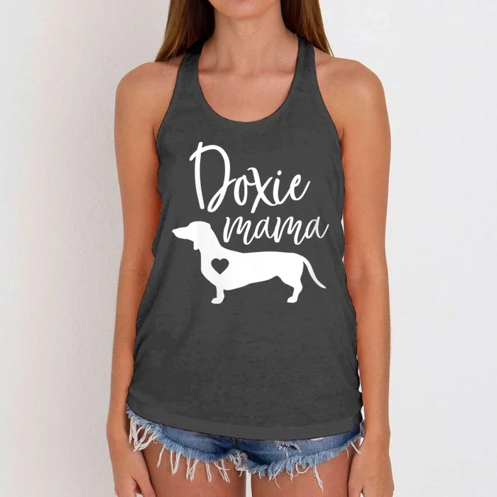 Womens Doxie Mama Dachshund Mom Funny Wiener Dog Gift VNeck Women's Knotted Racerback Tank