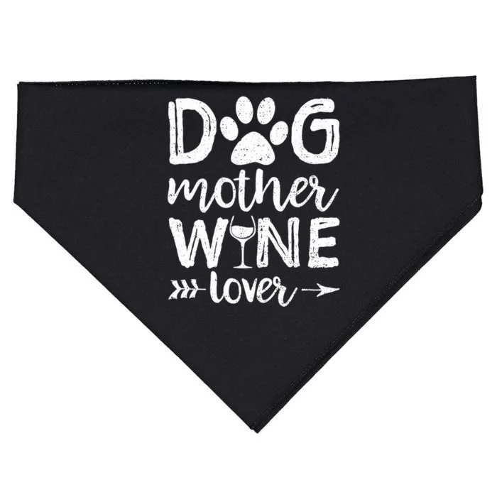 Wo Dog Mother Wine Lover Dog Mom Wine Mother's Day V-Neck USA-Made Doggie Bandana