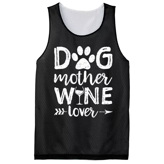 Wo Dog Mother Wine Lover Dog Mom Wine Mother's Day V-Neck Mesh Reversible Basketball Jersey Tank