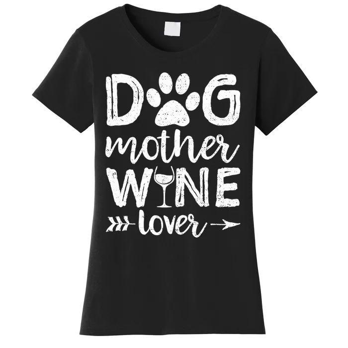 Wo Dog Mother Wine Lover Dog Mom Wine Mother's Day V-Neck Women's T-Shirt