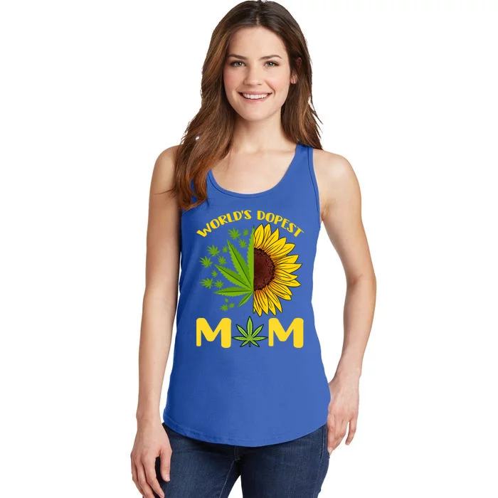 World's Dopest Mom Weed Marijuana Cannabis Weed Mother's Day Gift Ladies Essential Tank