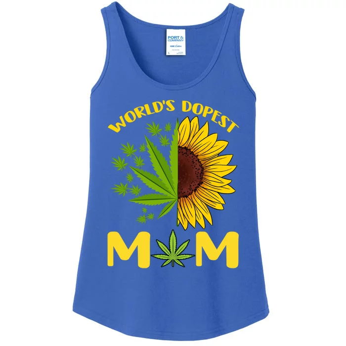 World's Dopest Mom Weed Marijuana Cannabis Weed Mother's Day Gift Ladies Essential Tank