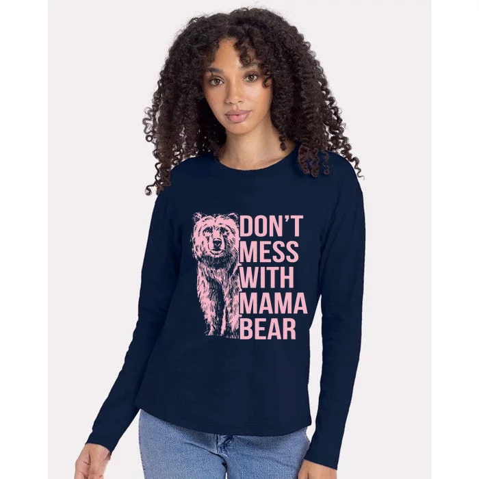 Wo Don't Mess with Mama Bear Vintage Mom Mommy Mother's Day Womens Cotton Relaxed Long Sleeve T-Shirt