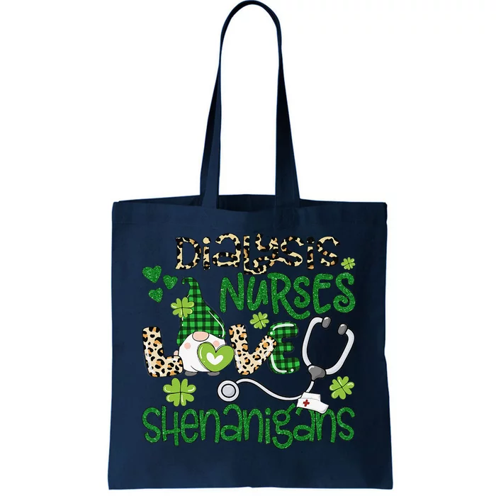 Womens Dialysis Nurses Love Shenanigans Patricks Day Gnome Leopard Tote Bag