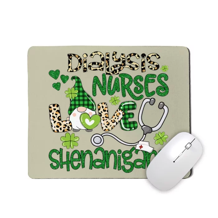 Womens Dialysis Nurses Love Shenanigans Patricks Day Gnome Leopard Mousepad