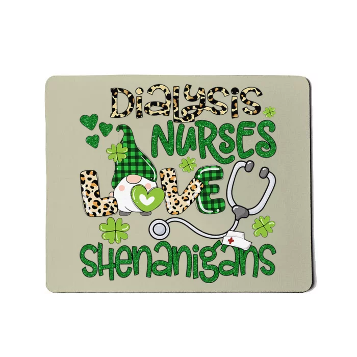 Womens Dialysis Nurses Love Shenanigans Patricks Day Gnome Leopard Mousepad