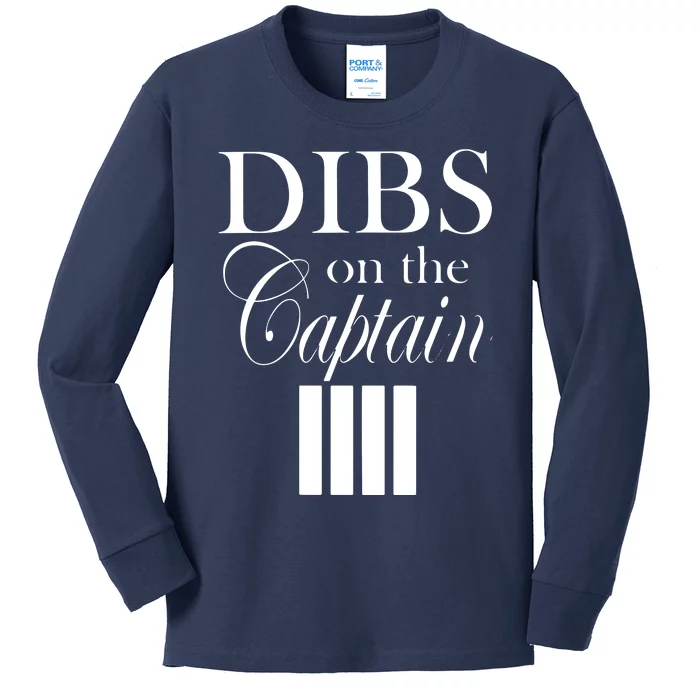 Women Dibs On The Captain Kids Long Sleeve Shirt