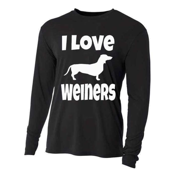 Weiner Dog Owner Lover Mom Dad I Love Weiners Cooling Performance Long Sleeve Crew