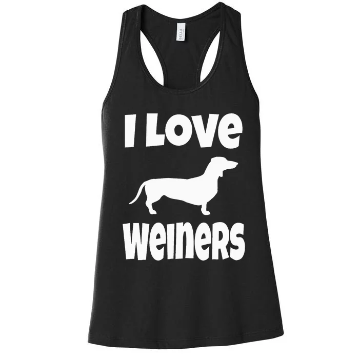 Weiner Dog Owner Lover Mom Dad I Love Weiners Women's Racerback Tank