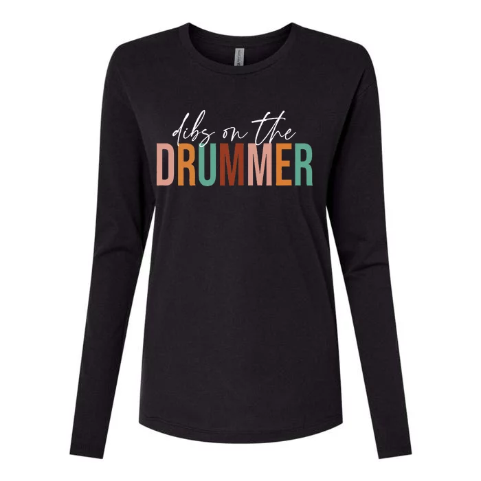 Wife Dibs On The Drummer Funny Drummer Womens Cotton Relaxed Long Sleeve T-Shirt