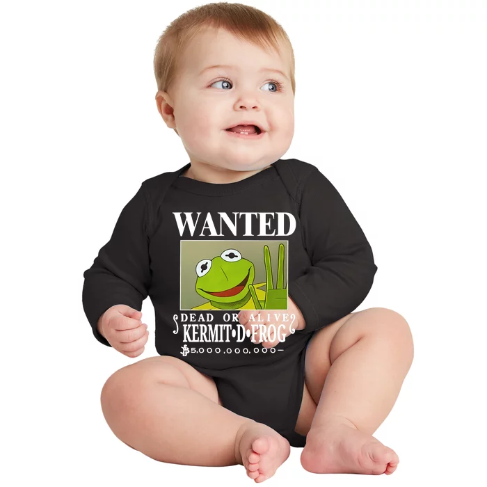 Wanted Dead Or Alive Kermit D. Frog Baby Long Sleeve Bodysuit