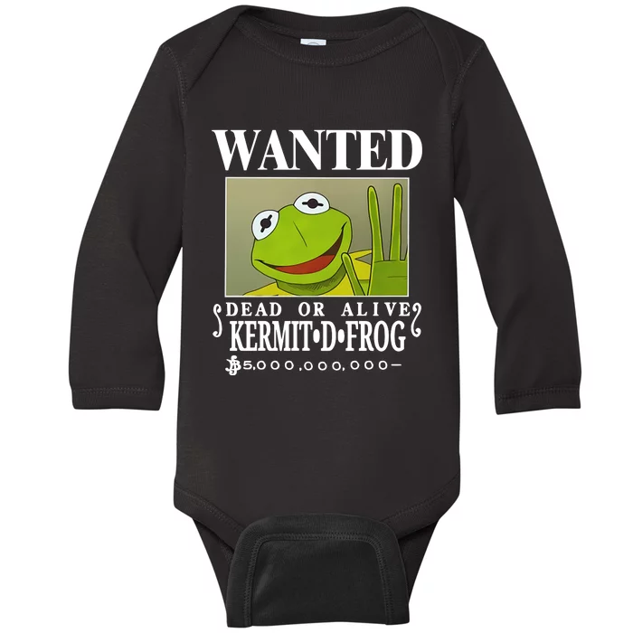 Wanted Dead Or Alive Kermit D. Frog Baby Long Sleeve Bodysuit