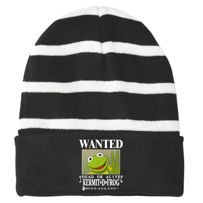 Wanted Dead Or Alive Kermit D. Frog Striped Beanie with Solid Band