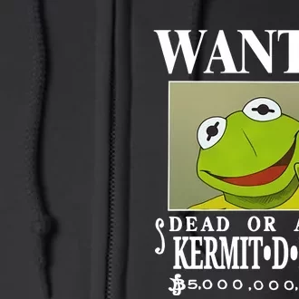 Wanted Dead Or Alive Kermit D. Frog Full Zip Hoodie