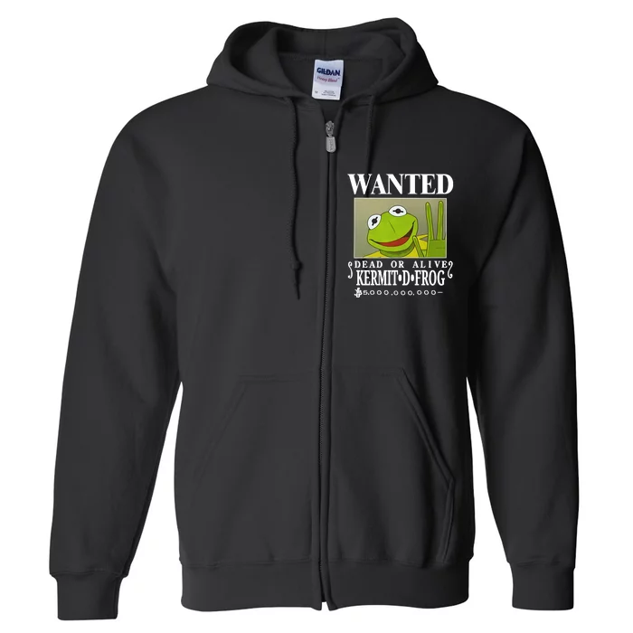 Wanted Dead Or Alive Kermit D. Frog Full Zip Hoodie