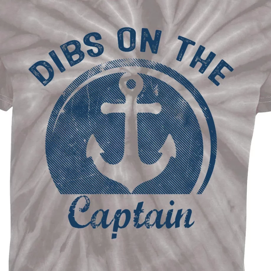 Womens Dibs On The Captain Funny Boating Captain Wife Kids Tie-Dye T-Shirt