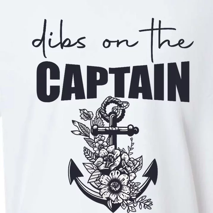 Wo Dibs On The Captain Anchor Funny Boating Captain Wife Sueded Cloud Jersey T-Shirt