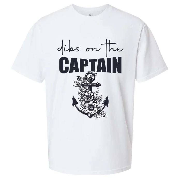 Wo Dibs On The Captain Anchor Funny Boating Captain Wife Sueded Cloud Jersey T-Shirt