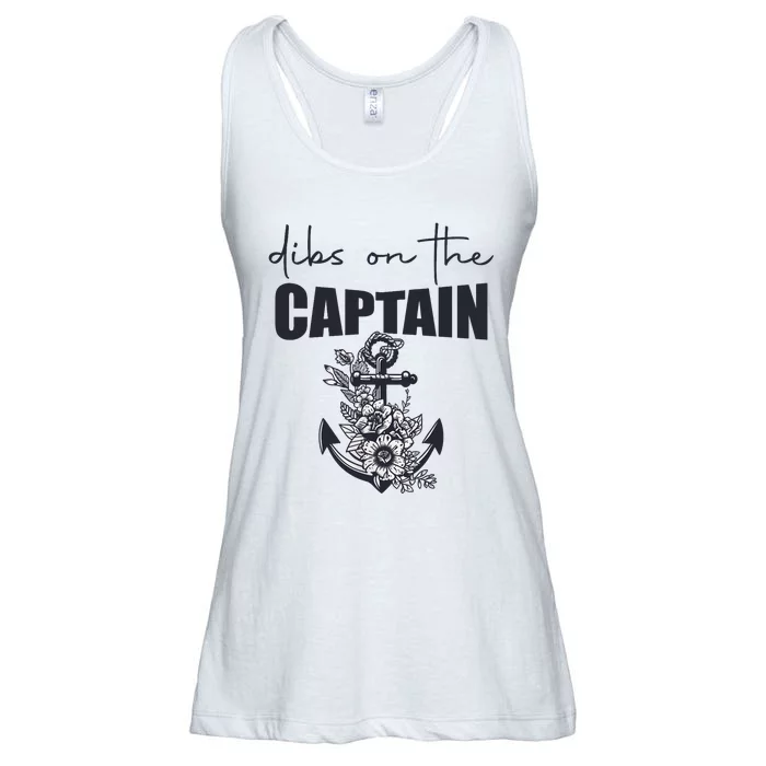 Wo Dibs On The Captain Anchor Funny Boating Captain Wife Ladies Essential Flowy Tank