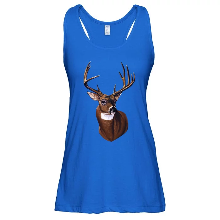 Whitetail Deer Portrait Antlers Wildlife Gift Animal Graphic Gift Ladies Essential Flowy Tank