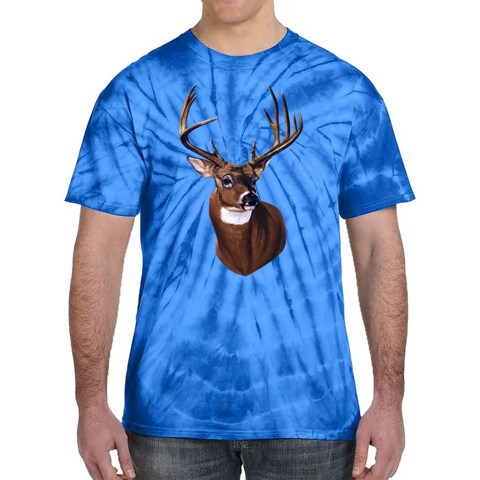 Whitetail Deer Portrait Antlers Wildlife Gift Animal Graphic Gift Tie-Dye T-Shirt