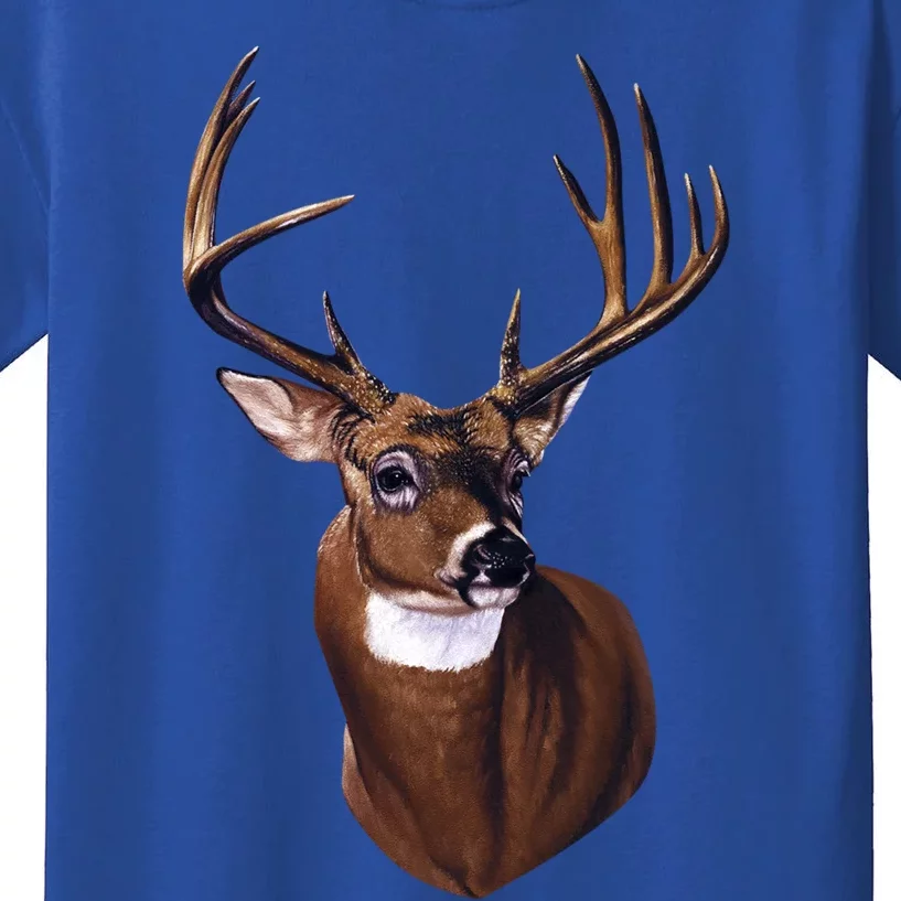 Whitetail Deer Portrait Antlers Wildlife Gift Animal Graphic Gift Kids T-Shirt