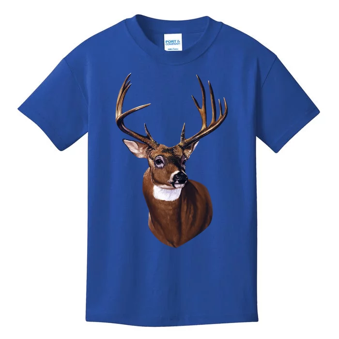 Whitetail Deer Portrait Antlers Wildlife Gift Animal Graphic Gift Kids T-Shirt