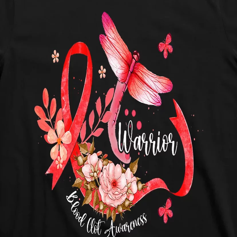 Warrior Dragonfly Red Ribbon Blood Clot Awareness T-Shirt