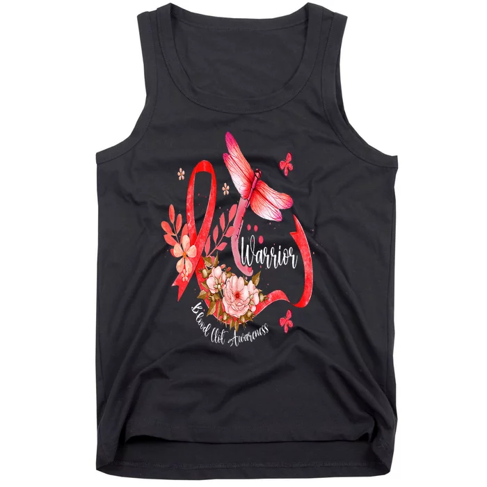 Warrior Dragonfly Red Ribbon Blood Clot Awareness Tank Top