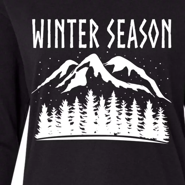 Winter Days Snowflakes Landscape Nature Funny Gift Womens Cotton Relaxed Long Sleeve T-Shirt