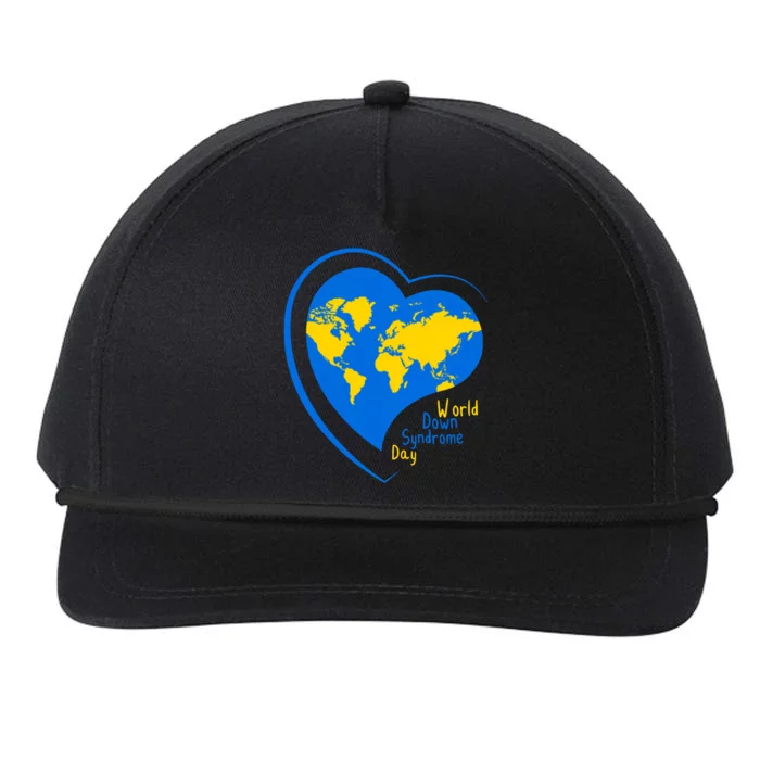 World Down Syndrome Day Heart Earth Snapback Five-Panel Rope Hat