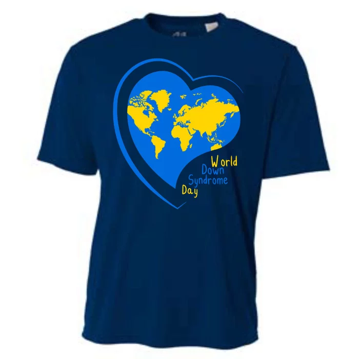 World Down Syndrome Day Heart Earth Cooling Performance Crew T-Shirt