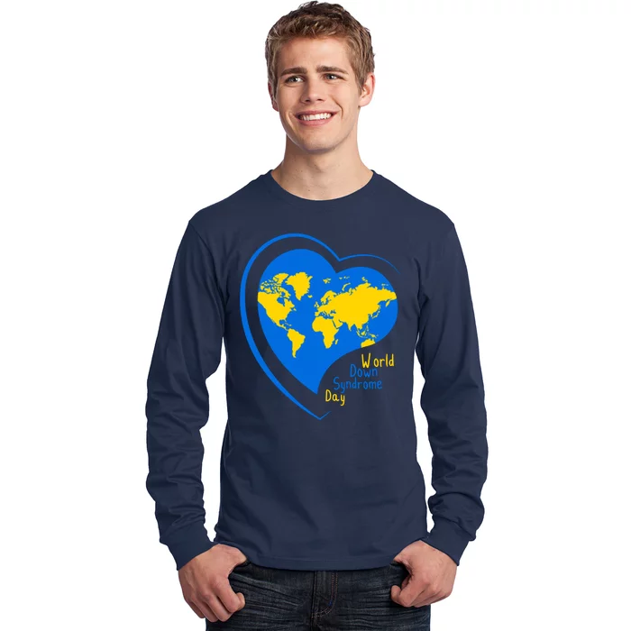 World Down Syndrome Day Heart Earth Long Sleeve Shirt