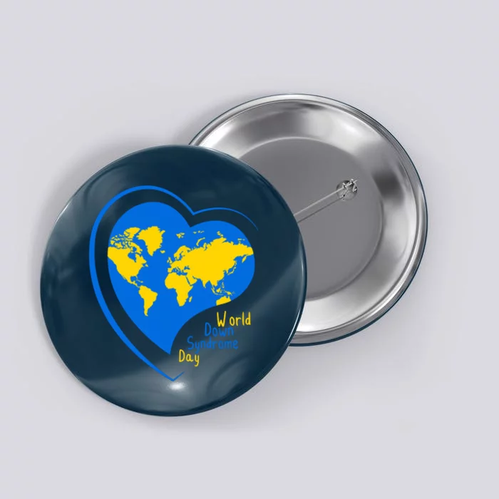 World Down Syndrome Day Heart Earth Button