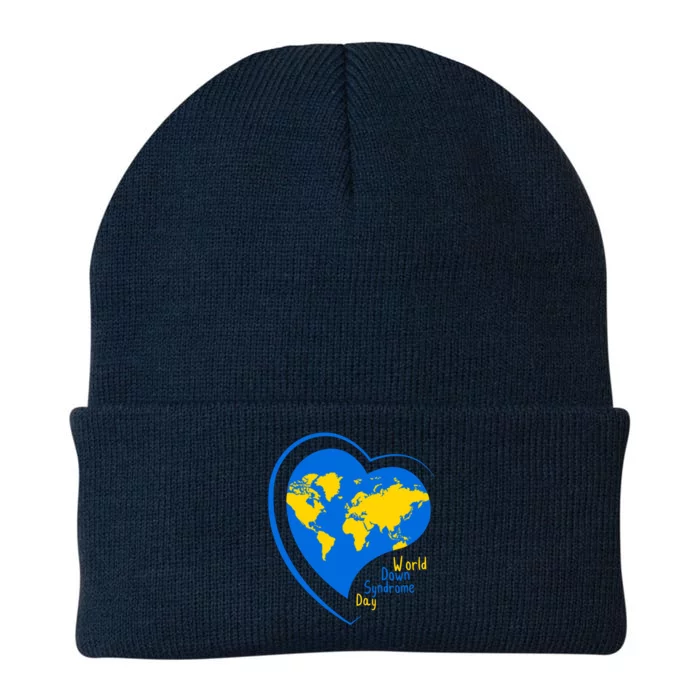 World Down Syndrome Day Heart Earth Knit Cap Winter Beanie