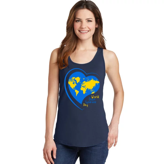 World Down Syndrome Day Heart Earth Ladies Essential Tank