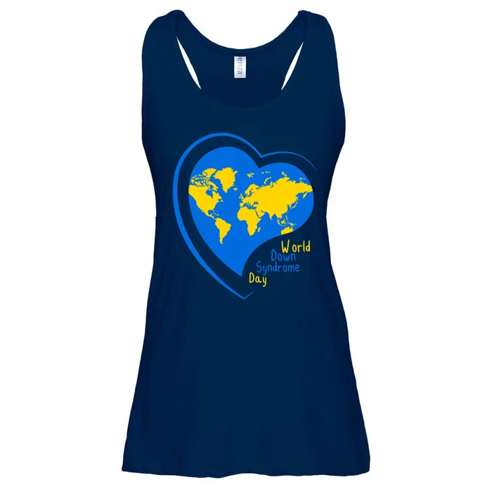 World Down Syndrome Day Heart Earth Ladies Essential Flowy Tank