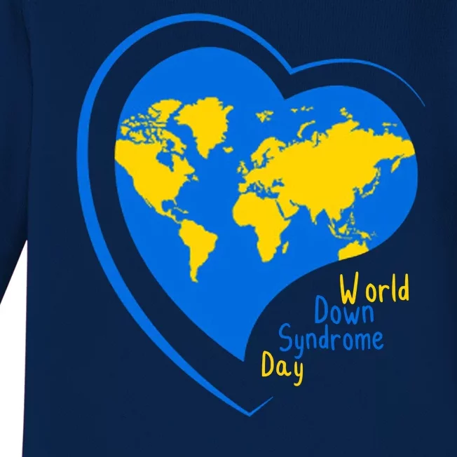 World Down Syndrome Day Heart Earth Baby Long Sleeve Bodysuit