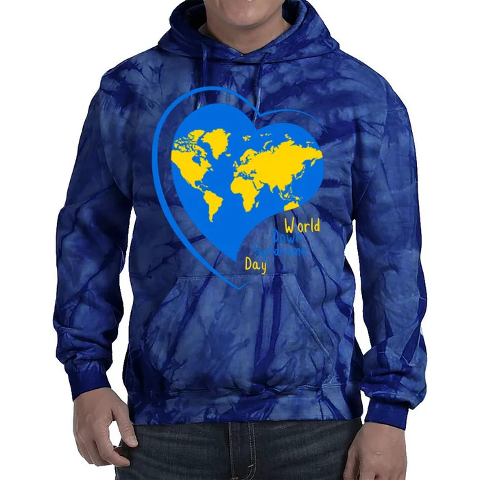 World Down Syndrome Day Heart Earth Tie Dye Hoodie