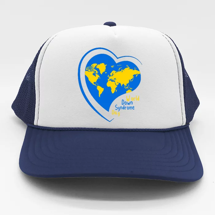 World Down Syndrome Day Heart Earth Trucker Hat