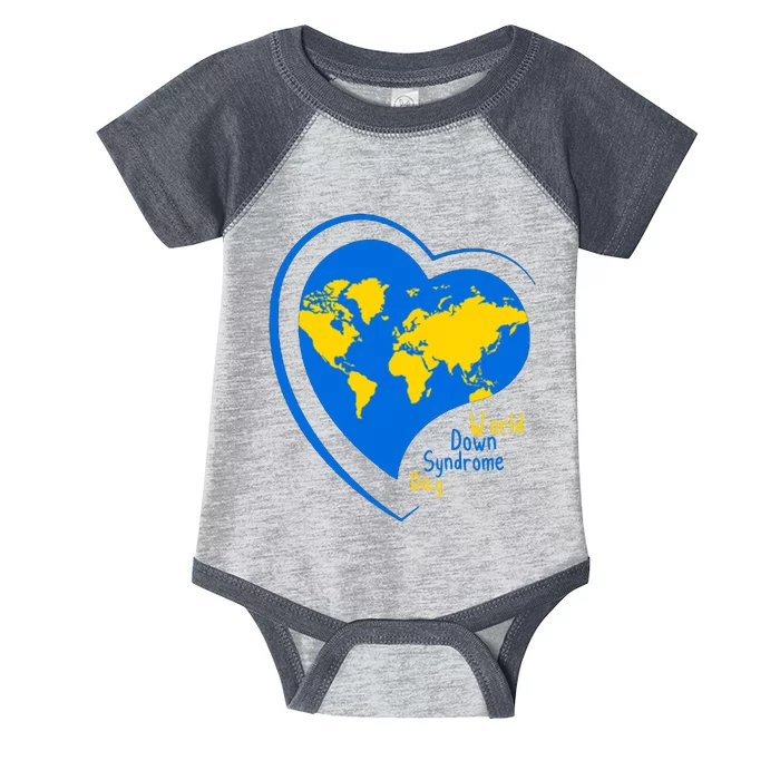 World Down Syndrome Day Heart Earth Infant Baby Jersey Bodysuit