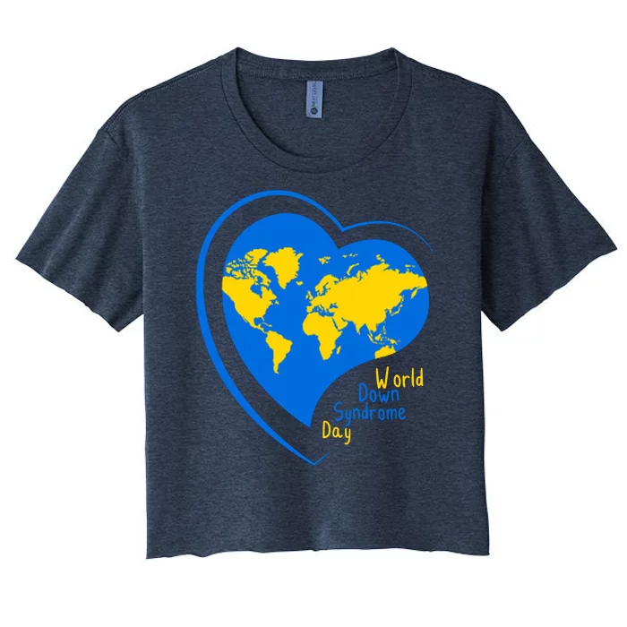 World Down Syndrome Day Heart Earth Women's Crop Top Tee